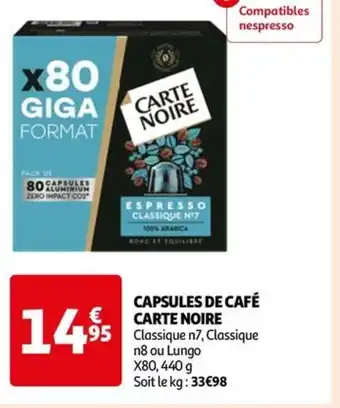 Auchan CAPSULES DE CAFÉ CARTE NOIRE offre