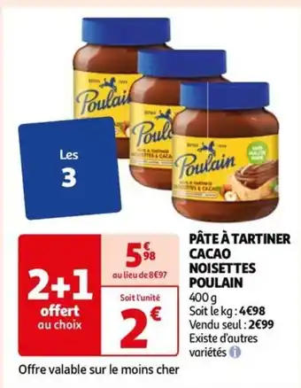 Auchan PÂTE À TARTINER CACAO NOISETTES POULAIN offre