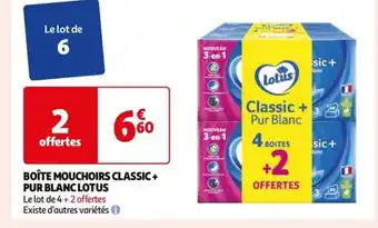 Auchan BOÎTE MOUCHOIRS CLASSIC PUR BLANC LOTUS offre