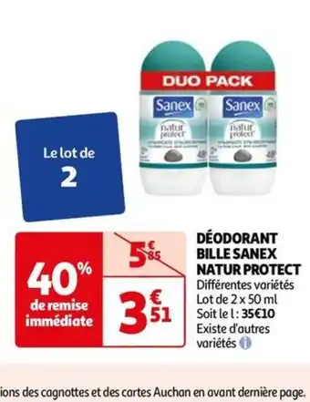 Auchan DÉODORANT BILLE SANEX NATUR PROTECT offre