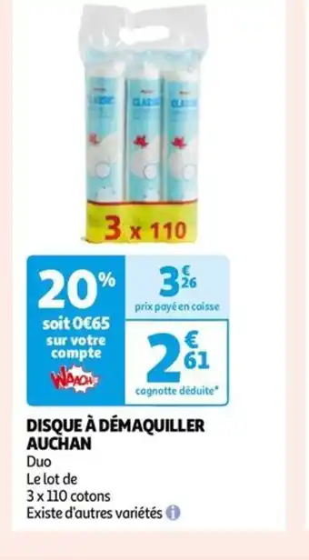 Auchan DISQUE À DÉMAQUILLER AUCHAN offre