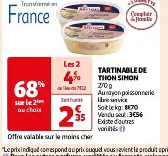 Auchan TARTINABLE DE THON SIMON offre
