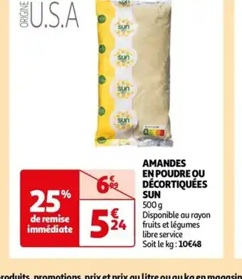 Auchan AMANDES EN POUDRE QU DÉCORTIQUÉES offre
