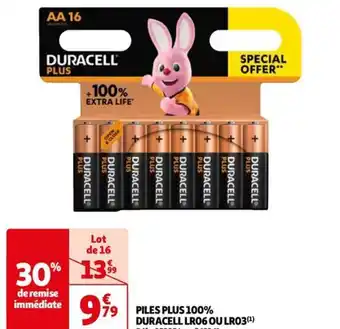 Auchan PILES PLUS 100% DURACELL LR06 OU LR03 offre