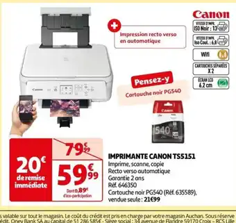 Auchan IMPRIMANTE CANON TS5151 offre