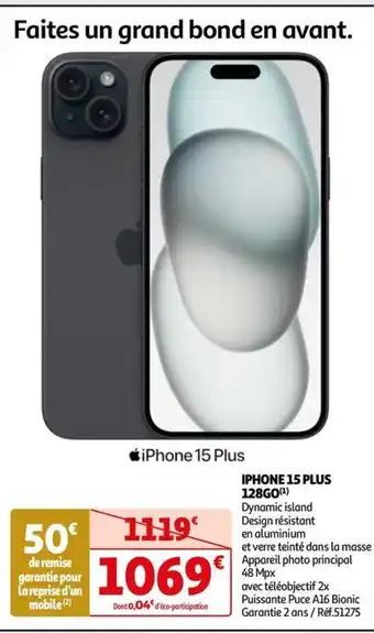 Auchan IPHONE 15 PLUS 128GO offre
