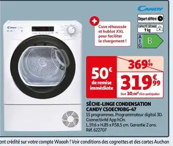 Auchan SÈCHE-LINGE CONDENSATION CANDY CSOEC9DBG-47 offre