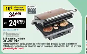 Gril à panini, viande réf. ASW113CO
