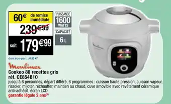 Migros Cookeo 80 recettes gris réf. CE854B10 offre