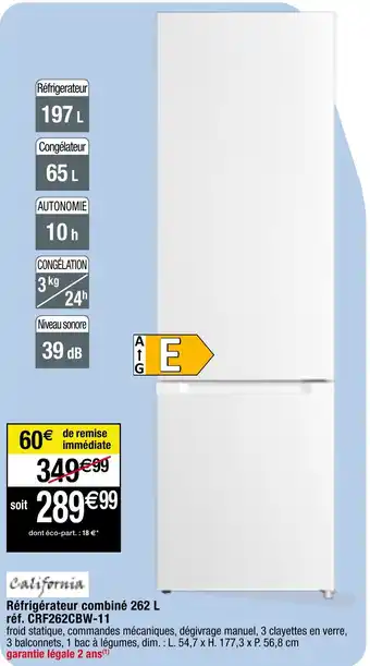 Réfrigérateur combiné 262 L réf. CRF262CBW-11