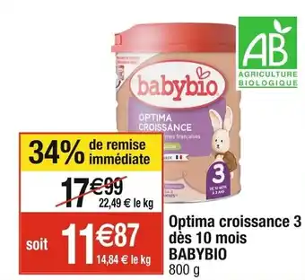 Cora x Carrefour Optima croissance 3 dès 10 mois BABYBIO offre