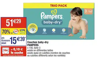 Cora x Carrefour Couches baby-dry PAMPERS offre