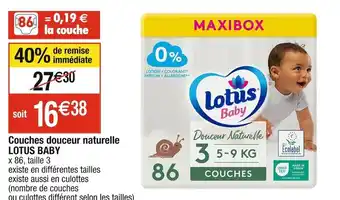 Cora x Carrefour Couches douceur naturelle LOTUS BABY offre