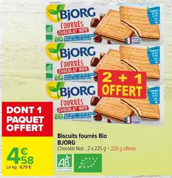 Carrefour Market Biscuits fourrés Bio BJORG offre