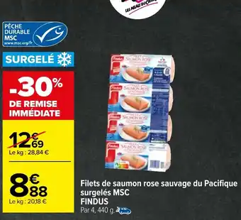 Carrefour Market Filets de saumon rose sauvage du Pacifique surgelés MSC FINDUS offre
