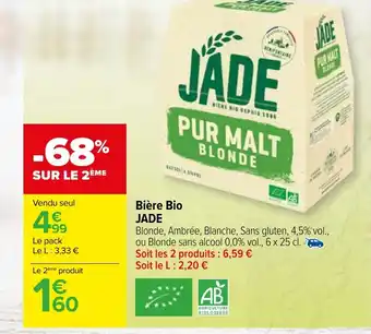 Carrefour Market Bière Bio JADE offre