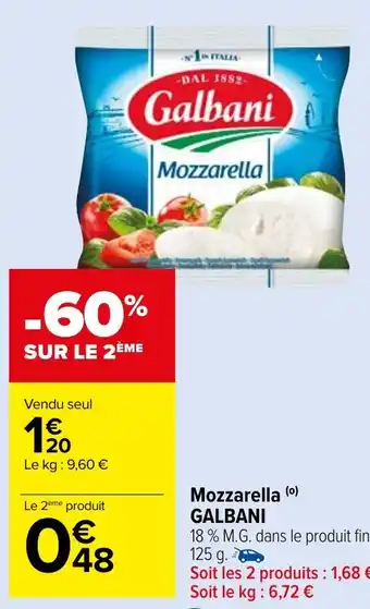 Carrefour Market Mozzarella (⁰) GALBANI offre