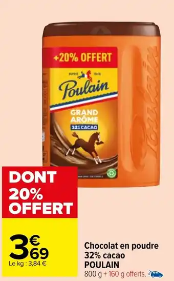 Carrefour Market Chocolat en poudre 32% cacao POULAIN offre