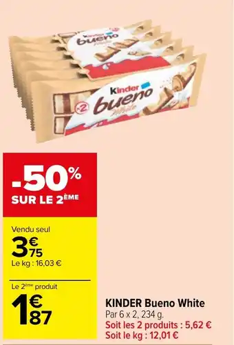 Carrefour Market KINDER Bueno White offre