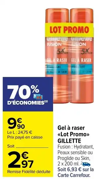 Carrefour Market Gel à raser <<Lot Promo>> GILLETTE offre