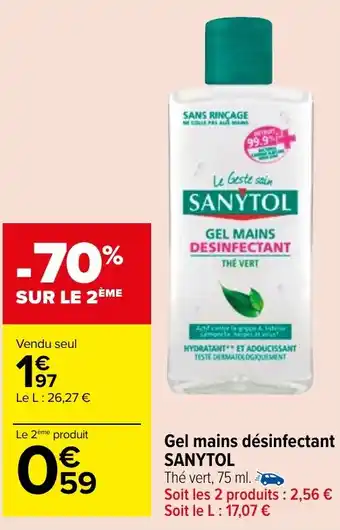 Carrefour Market Gel mains désinfectant SANYTOL offre