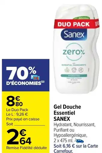 Carrefour Market Gel Douche Essentiel SANEX offre
