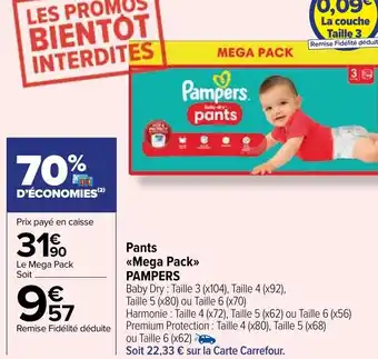 Carrefour Market Pants <<Mega Pack>> PAMPERS offre