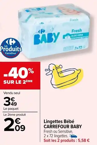 Carrefour Market Lingettes Bébé CARREFOUR BABY offre
