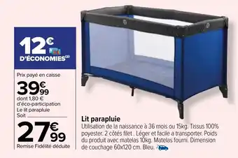 Carrefour Market Lit parapluie offre