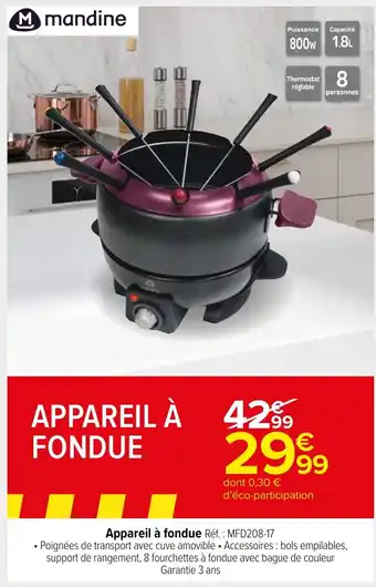 Carrefour Market Appareil à fondue Réf. : MFD208-17 offre