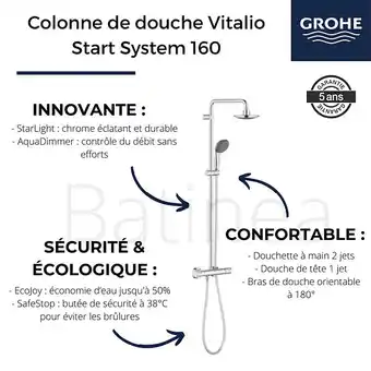 Brico Cash Colonne de douche grohe vitalio start system 160 avec nettoyant robinetterie grohe groheclean offre