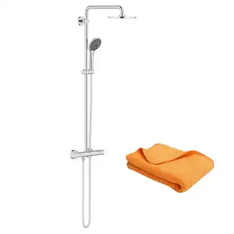 Brico Cash Colonne de douche avec mitigeur thermostatique grohe vitalio joy system 210 quickfix + microfibre offre