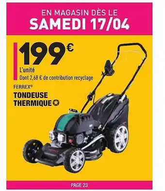 ALDI Ferrex Tondeuse Thermique offre