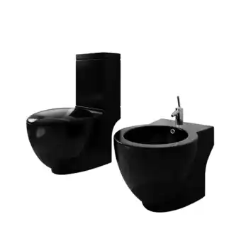 Bricomarché Ensemble de cuvette et bidet en céramique noir - noir offre