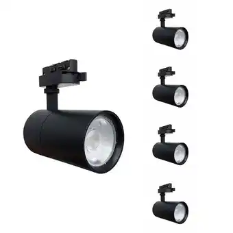 Bricorama Spot led sur rail 30w 80° compact monophasé noir (pack de 5) - blanc neutre 4000k - 5500k - silamp offre
