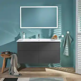 Bricorama Meuble vasque villeroy et boch finero glossy grey 59 x 47,7 x 115,3 avec miroir offre