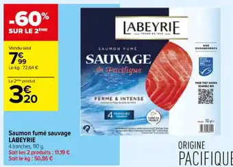 Carrefour Contact Saumon fumé sauvage LABEYRIE offre