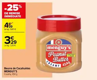Beurre de CacahuĂštes MENGUY'S Creamy, 454 g.