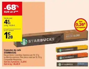 Carrefour Contact Capsules de café STARBUCKS offre