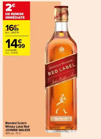 Carrefour Contact Blended Scotch Whisky Label Red JOHNNIE WALKER 40% vol., 70 cl. offre