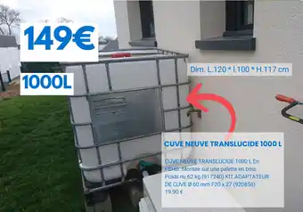 Rural Master CUVE NEUVE TRANSLUCIDE 1000 L offre