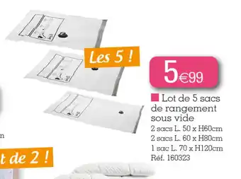 Kandy Lot de 5 sacs de rangement sous vide offre