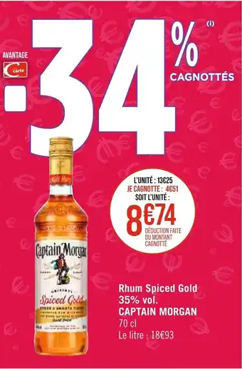 Géant Casino Rhum Spiced Gold 35% vol. CAPTAIN MORGAN offre