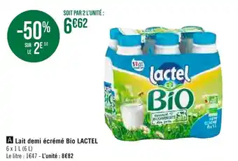 Géant Casino Lait demi écrémé Bio LACTEL offre
