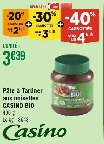 Géant Casino Pâte à Tartiner aux noisettes CASINO BIO offre