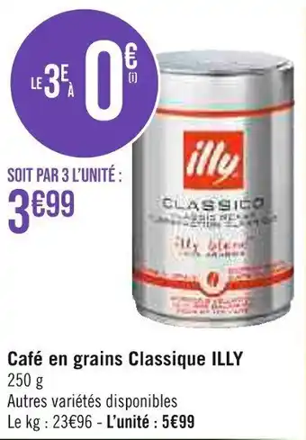 Géant Casino Café en grains Classique ILLY offre