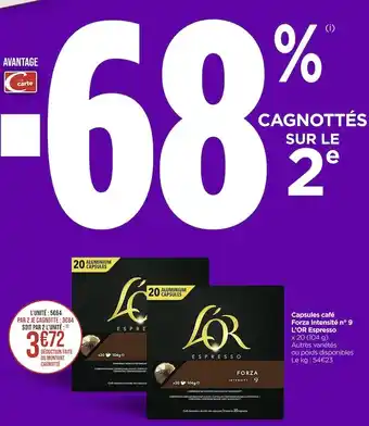 Casino Supermarchés L’or espresso capsules café forza intensité n° 9 offre