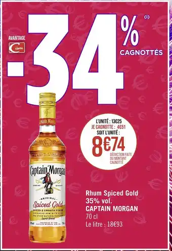 Casino Supermarchés Captain morgan rhum spiced gold 35% vol offre