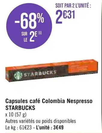 Géant Casino Capsules café Colombia Nespresso STARBUCKS offre