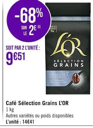 Casino Supermarchés L’or café sélection grains offre